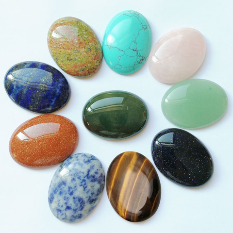 Fashion Assorted 30*40mm Natural Oval stone beads charms Mixed  CAB CABOCHON for jewelry making 10pcs/lot ► Photo 1/6