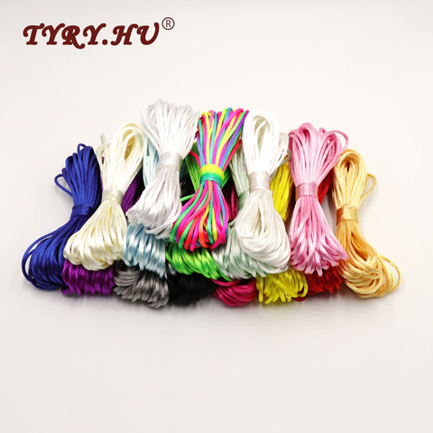 TYRY.HU MultiColor 10meter Satin Nylon Cord Solid Rope For Jewelry Making Beading Cotton Cord For Baby 2mm Braided Silk Cord ► Photo 1/6
