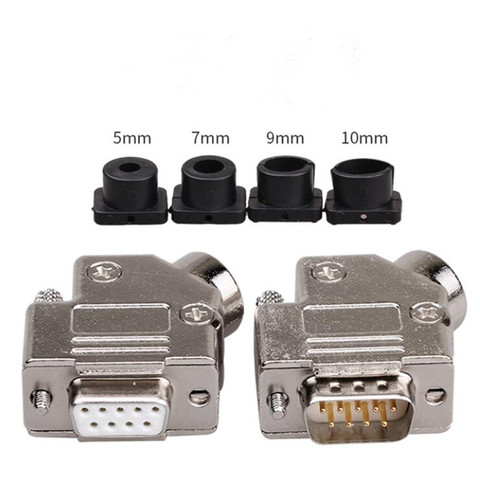 D-SUB Connectors DB9 Metal Connector Male/Female Serial Port Plug 9 Pin Connector 45 Degree Outlet Hole Metal Case 45 ° Shell ► Photo 1/6