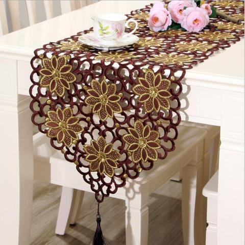 Fyjafon Table Runner Classical Table Runners 40*150cm To 40*246cm Hollow Modern Embroidered Table Runner Coffee ► Photo 1/5