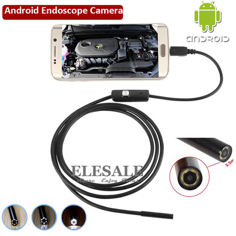 5.5mm 1M Cable Waterproof Endoscope Camera 6LED OTG USB Android Borescope Inspection Underwater Fishing For Windows PC ► Photo 1/6