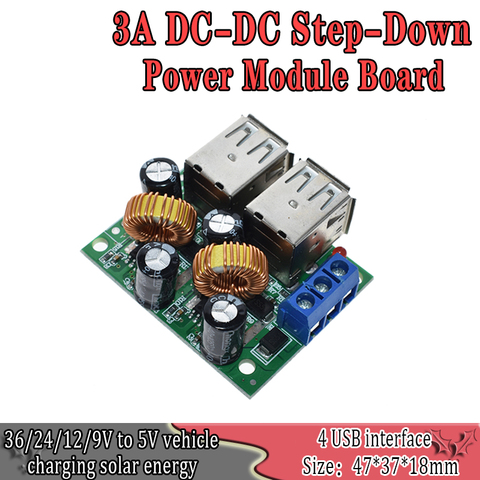 WAVGAT 4-USB Port Step-down Power Supply Converter Board Module DC 12V 24V 40V to 5V 5A For MP3/MP4 Phone Car Equipment ► Photo 1/6