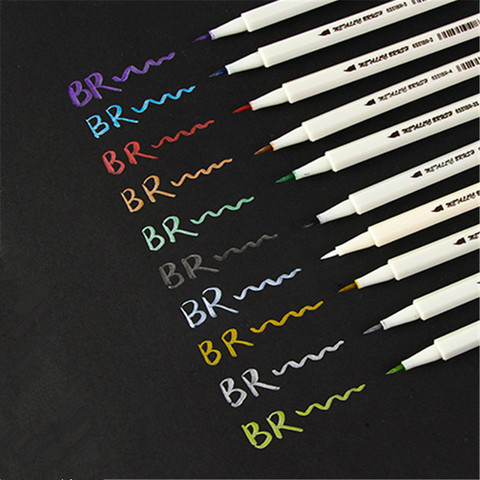 Luxury quality  0 Metallic Colour Brush pen Art Marker Pen  Drawing pens For student School Office Supplies ► Photo 1/6
