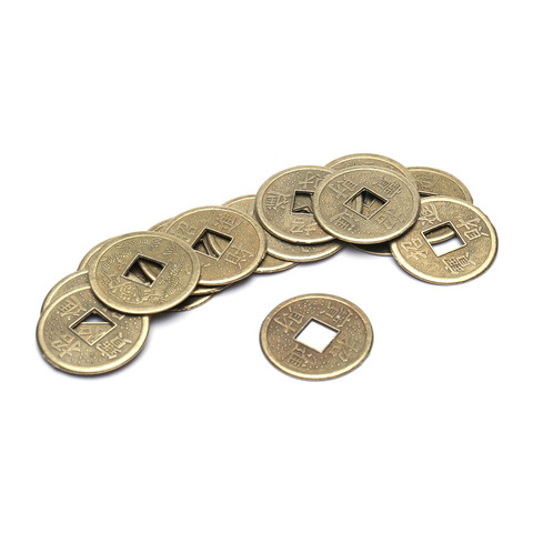 100PCS Brass 24mm Chinese Ancient Feng Shui Lucky Coin Good Fortune Dragon and Phoenix Antique Wealth Money Collection Gift ► Photo 1/6