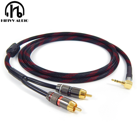 hifi rca cable  Audio signal wire JACK plug 3.5mm one to two RCA Interface hifi amp audio ► Photo 1/6