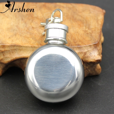 Arshen 1 Oz 28ml Mini Stainless Steel Hip Flask Round Wine Jug With Keychain Liquor Alcohol Whiskey Wine Pot Portable Drinkware ► Photo 1/6