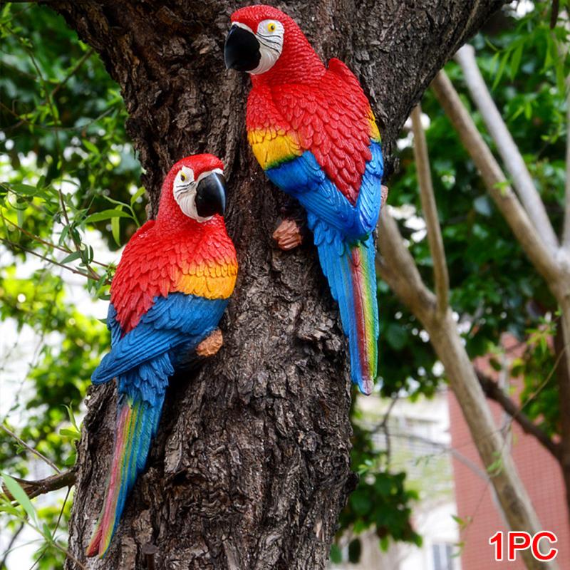 Durable Fake Simulation Parrot desktop ornament Figurine Resin patio decoration Half Side Lifelike Sculpture ► Photo 1/6