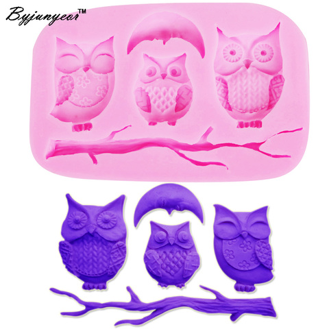 Byjunyeor M213 Owl Moon and Tree Branch UV Resin Silicone Mold Fondant Chocolate Candy Lollipop Crystal Epoxy Soft Clay Bake Too ► Photo 1/6
