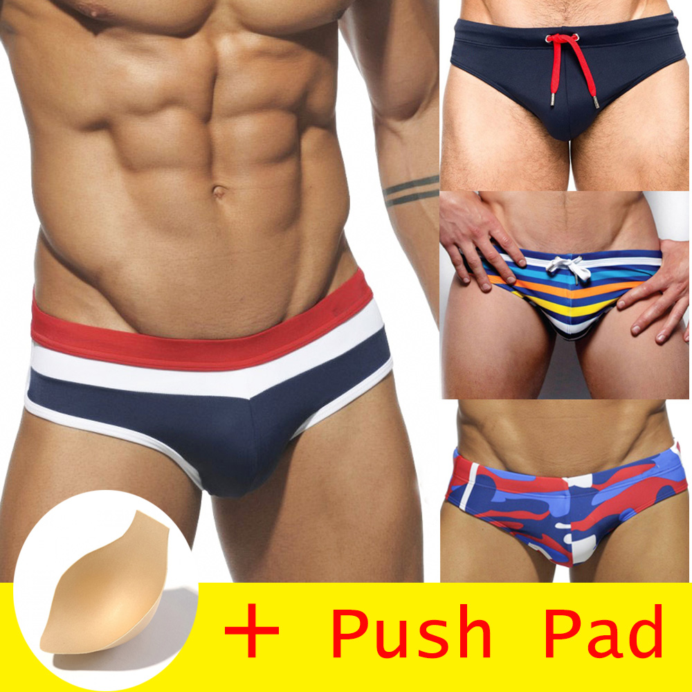 HIBUBBLE 17 Styles Swimwear Men Brief With Push Pad Sexy Swimsuit