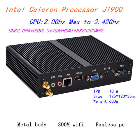 Intel Celeron j1900 Mini PC Windows HDMI+VGA Mini PC windows 7/8 OS RS232 COM*2 Industrial computer ► Photo 1/4