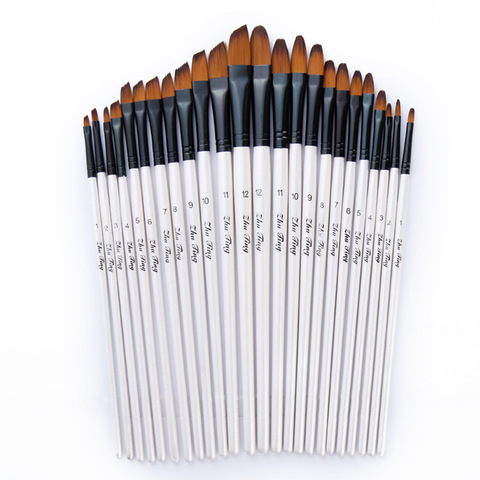 12 pcs/set Nylon Hair Wooden Handle Watercolor Paint Brush Pen Set Learning DIY Oil Acrylic Painting Art Paint Brushes Supplies ► Photo 1/6