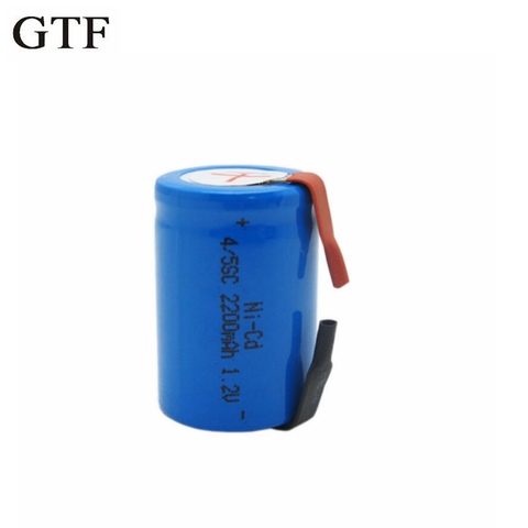 GTF 2PCS Ni-Cd 4/5 SubC Sub C 1.2V 2200mAh Rechargeable Battery With Tab ► Photo 1/6
