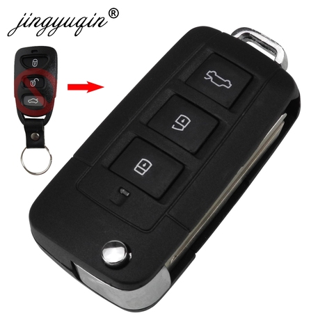 jingyuqin 3/4 Button Modified Foldable Remote Key Shell For Kia for Hyundai Elantra Sonata Genesis Car Key Case Fob HYN10 HYN14R ► Photo 1/5