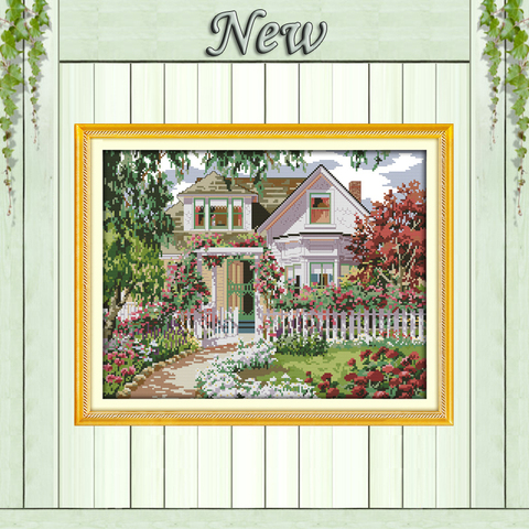 Europe home Garden Villa Scenery painting,Counted printed on canvas DMC 14CT 11CT DIY Cross Stitch Needlework kit Embroidery Set ► Photo 1/6