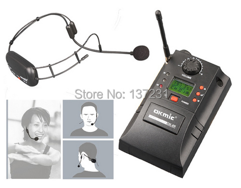 OKMIC UHF Wireless headset OK-16 transmitter wireless microphone OK-8R receiver sets Square Dance gym instructor wearing ► Photo 1/6