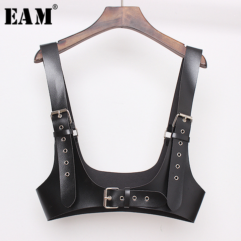 [EAM] 2022 New Spring Summer Pu Leather Black Buckle Personality Women Wide Strap Belt Fashion Tide All-match JX461 ► Photo 1/6