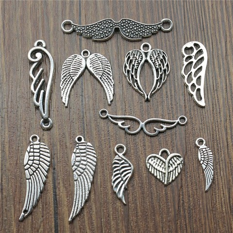 40pcs/lot Charms Wing Antique Silver Color Small Wing Charms Jewelry Findings Diy Bird Wing Charms Wholesale ► Photo 1/2