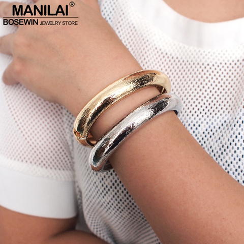 MANILAI Brand Alloy Statement Cuff Bangles Bracelets Women New Punk Metal Jewelry Bracelet Fashion Cheap Wholesale Gift ► Photo 1/6
