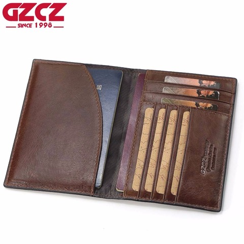 GZCZ Genuine Leather Men Wallet Passport Cover ID Business Card Holder Travel Credit Case Rfid Driving License Bag Small Walet ► Photo 1/6