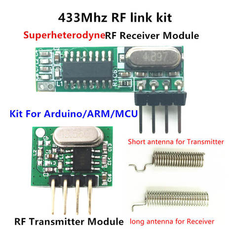 433 Mhz Superheterodyne RF Receiver and Transmitter Module ASK kits with antenna For Arduino uno Diy kit 433Mhz Remote controls ► Photo 1/6