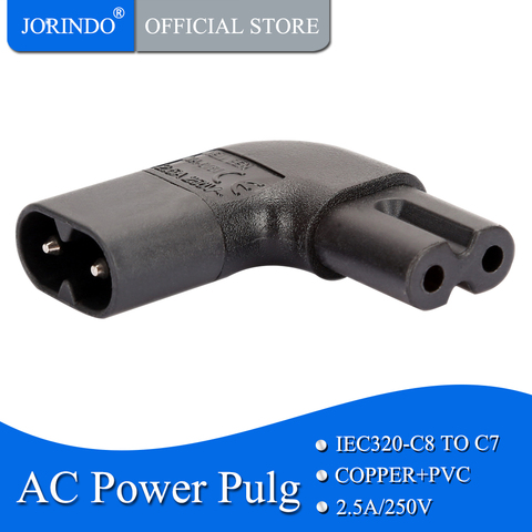 JORIDNO IEC320 C8 TO C7 Power adapter,IEC 320 C7 C8 Figure 8 left right angle AC Power adapt C7 TO C8 PLUG CONVERTER ► Photo 1/6