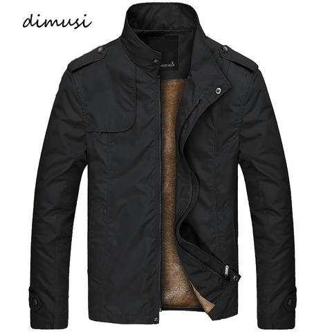 DIMUSI Winter Mens Bomber Jacket Male Casual Solid Slim Fit Business Jacket Men Fleece Thick Warm Windbreaker Jackets 4XL,TA249 ► Photo 1/6