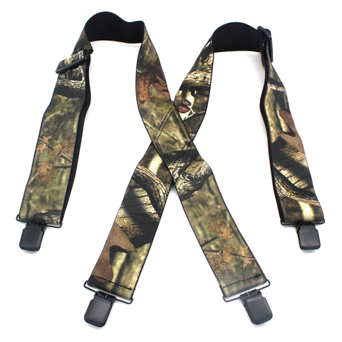 Suspenders Male Camouflage Print Elastic Tactical Belt X Shape 4 Gun Black Clips-on Suspenders Bretelles 120cm length MBD8464 ► Photo 1/1