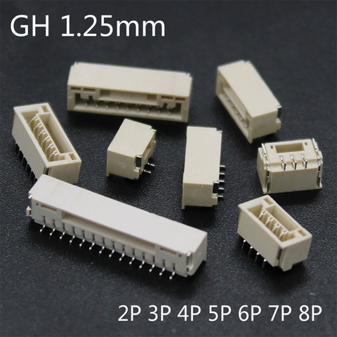 20PCS/LOT GH 1.25mm lying with lock connector SMT Horizontal 2P 3P 4P 5P 6P 8P JST A1257 ► Photo 1/2