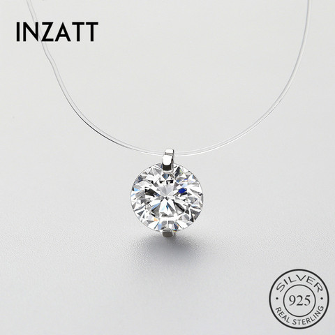 INZATT 925 Sterling Silver Zircon Crystal Pearl Pendant Choker Necklace Transparent Fishing Line 2022 Fine Jewelry For Women ► Photo 1/6