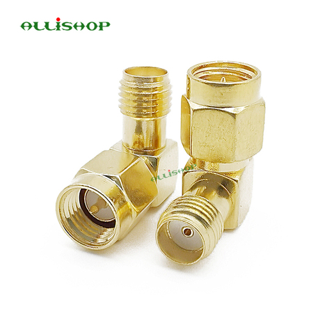 ALLISHOP SMA to SMA Connector 90 Degree Right Angle SMA Male to Female Adapter Screw the Needle to SMA Male to Female ► Photo 1/6