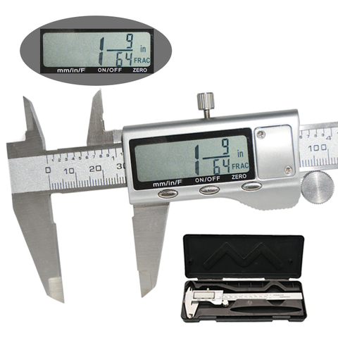 Stainless steel digital metric / inch / fractional cursor digital caliper electronic micrometer measurement tool ► Photo 1/6