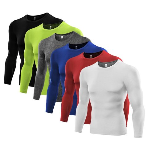 1PC Mens Compression Under Base Layer Top Long Sleeve Tights Sports Quick Dry Rashgard Running T-shirt Gym T Shirt Fitness Shirt ► Photo 1/6