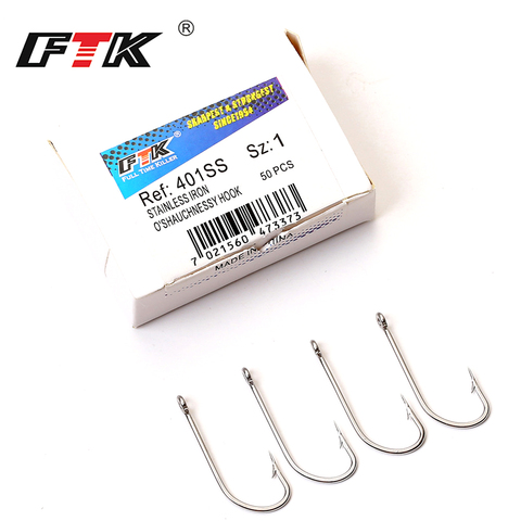 FTK 401SS OShauchness Stainess Hooks  6/0#-1/0# With 25Pcs  1#-8# With 50Pcs For Jigging Carp Anzol Fishhook Fishing Tackle ► Photo 1/6