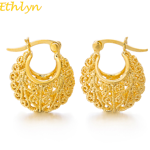 Ethlyn Jewelry Gold Color Cute Hollow Round  Clip Earrings Ethiopian /Arab /Middle East Gifts Women Fashion Jewelry Gift E052B ► Photo 1/5