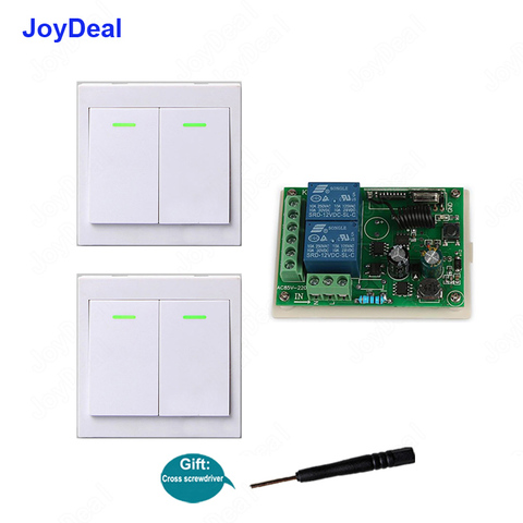 433MHz AC 220V 2 Way Channel Wireless Remote Control Switch + Wall Panel Transmitter Hall Bedroom Ceiling Light Lamp Control DIY ► Photo 1/6