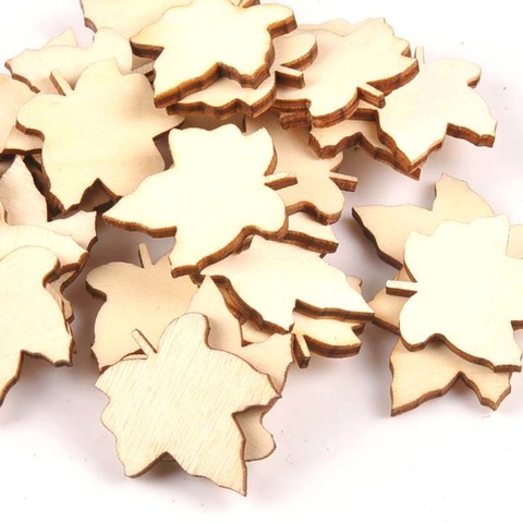 25Pcs 29x33mm Maple Leaf Pattern Unfinished Wood  DIY Crafts Scrapbook Wooden Ornaments Handmade Accessories Home Decor m1567 ► Photo 1/4