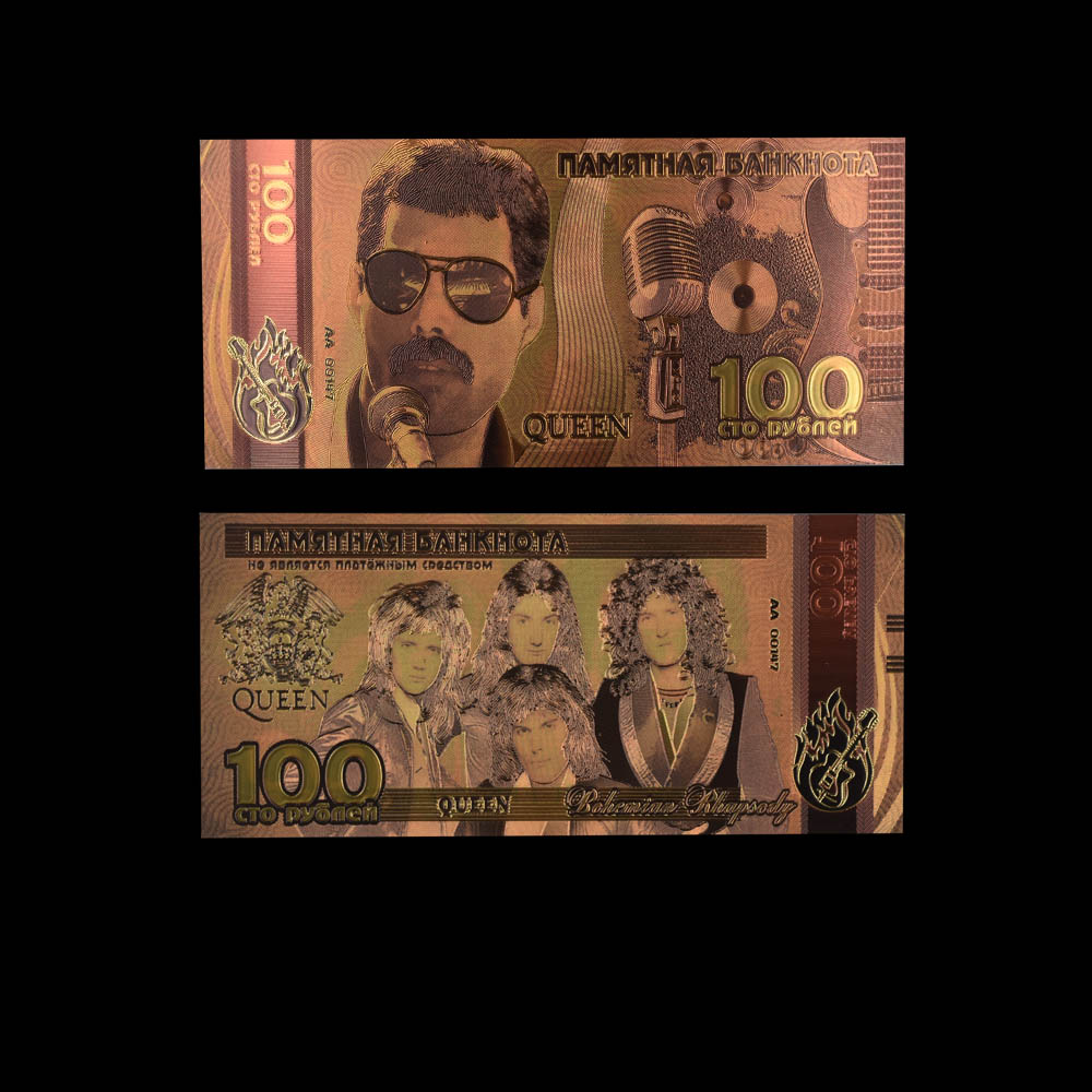 Stunning  FREDDIE MERCURY QUEEN   Gold Plated  100 Rouble  Banknote's 