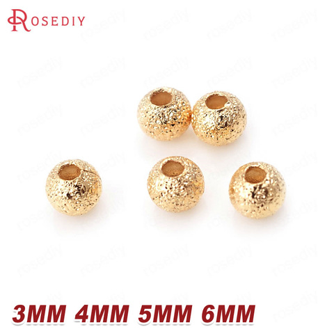20PCS 3MM 4MM 5MM 6MM 24K Champagne Gold Color Plated Brass Matte Round Beads High Quality Diy Jewelry Accessories ► Photo 1/6