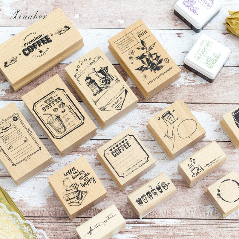 70pcs/set DIY Number Alphabet Combination Letter Stamp Diary Ablum Wedding  Letter Wood Rubber Stamp Set with Vintage Wooden Box Gift