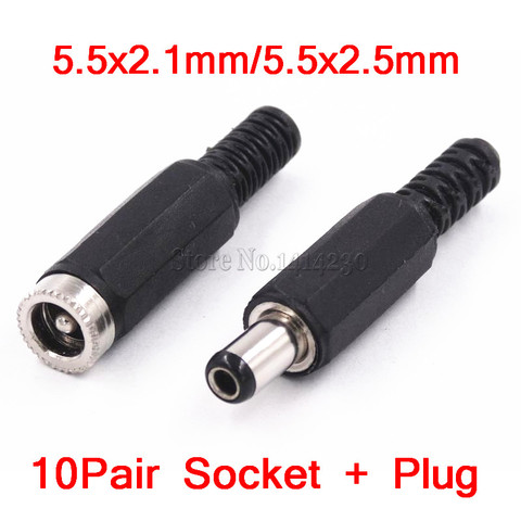 10Pairs DC Connector 5.5x2.1mm / 5.5x2.5mm Male and Female DC Power Socket Plug Jack 5.5*2.1mm 5.5*2.5mm ► Photo 1/3