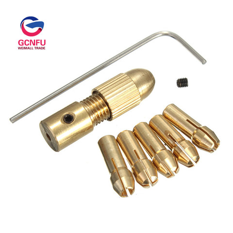 Wholesale 7 in 1 dremel brass Mini drill Bits Collet Mandril Chucks Adapter Electric tool Accessories 5 replaceable inner core ► Photo 1/6