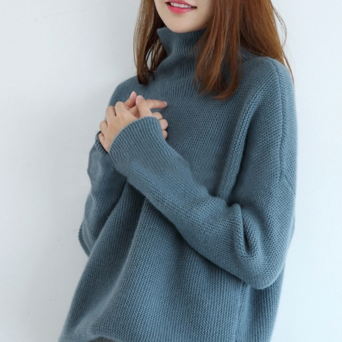 Women Sweater 100% Cashmere and Wool Knitting Jumpers Hot Sale Ladies Turtleneck Pullovers Woolen Knitwear Winter Standard Tops ► Photo 1/6