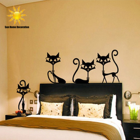 History Review On 4 Black Fashion Wall Stickers Cat Living Room Decor Tv Child Bedroom Vinyl Home Aliexpress Er Homedecorationdada Alitools Io - Vinyl Home Decor