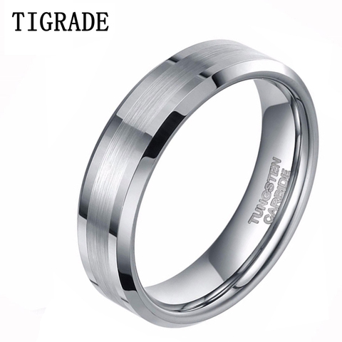 TIGRADE Fashion 6/8MM High Polish Man Rings Brushed Tungsten Carbide Ring Simple Classic Wedding Band Engagement Ring ► Photo 1/5