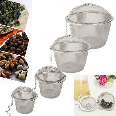 Durable 4 Sizes Silver Reusable Stainless Mesh Herbal Ball Tea Spice Strainer Teakettle Locking Tea Filter Infuser Spice ► Photo 1/6