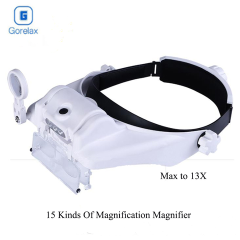 Glasses Magnifier Headband Helmet Magnifying Glasses Led lluminated Magnifier Loupe Optical Glasses Len Magnifier Reading Repair ► Photo 1/5