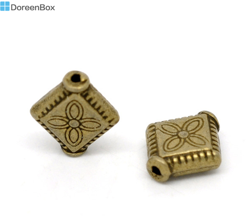 Doreen Box hot-  100 Bronze Tone Flower Rhombus Spacer Beads 10x9mm (B14587) ► Photo 1/1