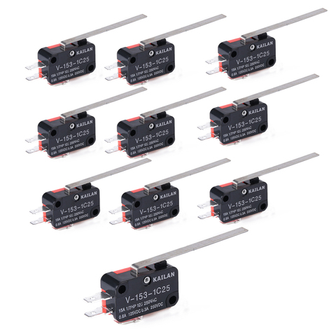 10pcs/lot Precision V-153-1C25 Limit Switch Long Straight Hinge Lever Type SPDT Micro Switch For Electronic Measuring Appliance ► Photo 1/6