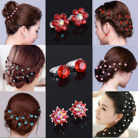 6pcs Wedding Rhinestone Pearl Decor Hair Pins Bridal Wedding Hair  Accessories