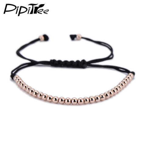 Trendy Handmade Brand Men Bracelet Macrame Jewelry 4mm Copper Beads Braided Strand Woven Charm Bracelets & Bangles for Men Women ► Photo 1/6